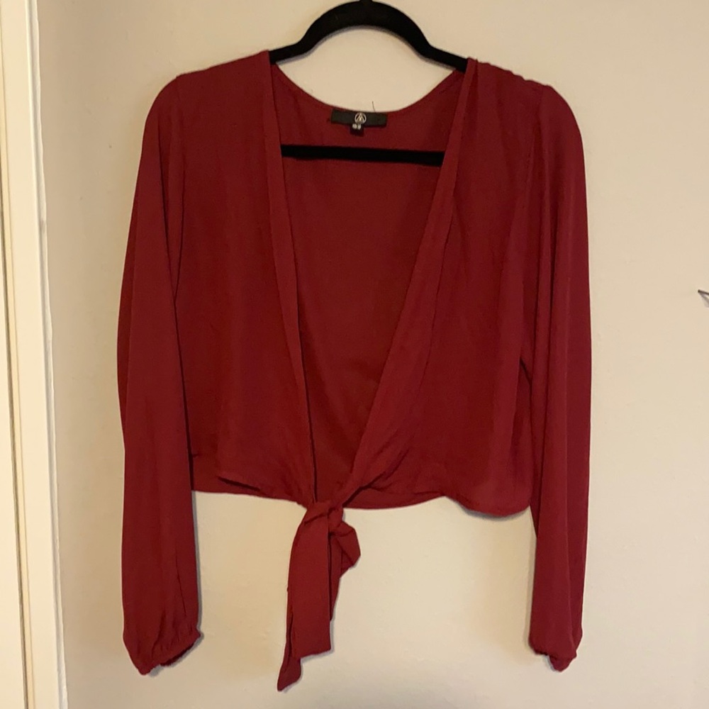 Deep red tie crop top